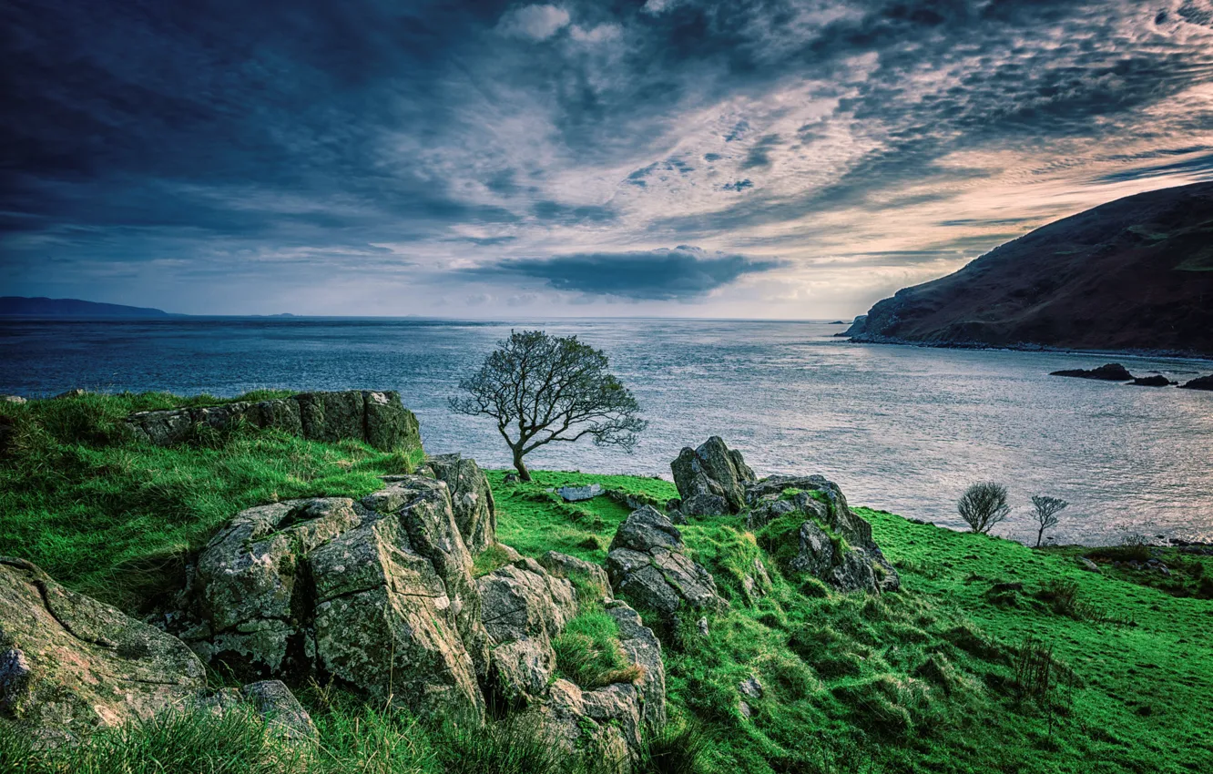 Photo wallpaper sea, stones, shore