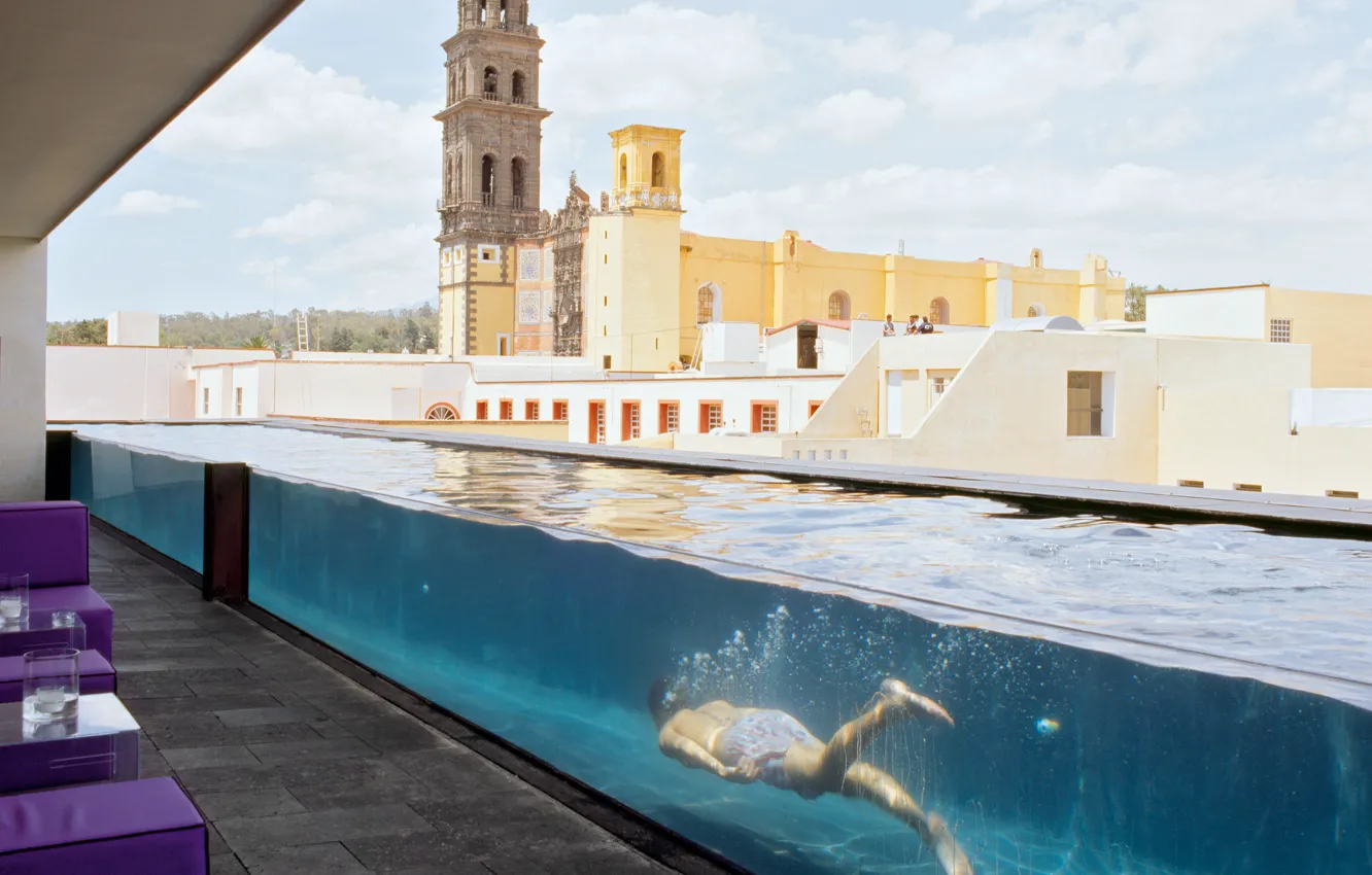 Photo wallpaper the city, pool, the hotel, Mexico, terrace, Puebla, Hotel Review