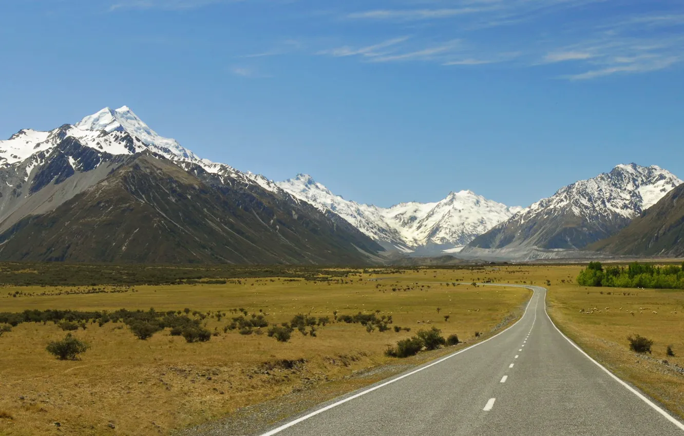 Photo wallpaper road, mountains, desert, America, Nevada