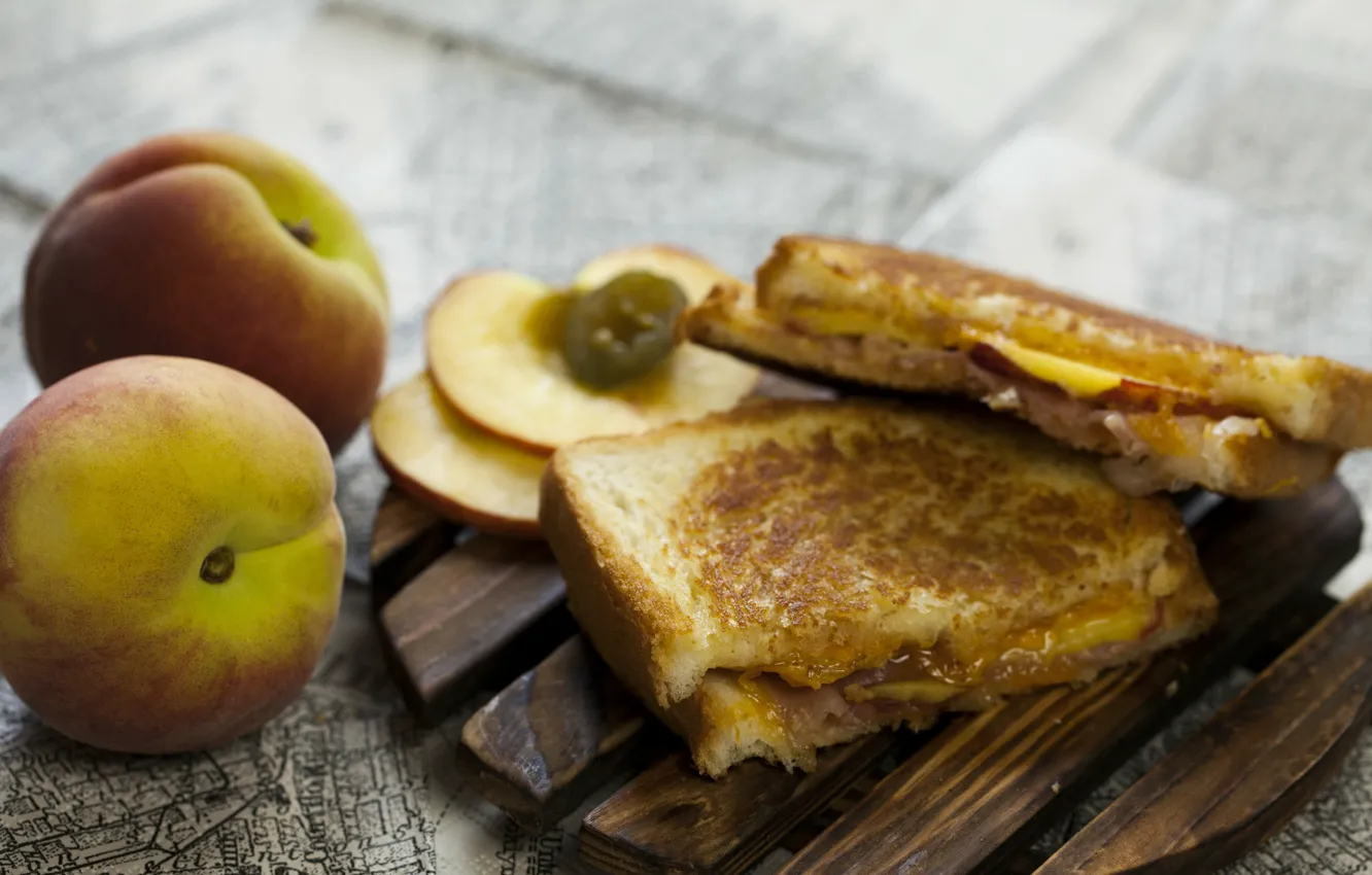 Photo wallpaper food, peaches, peach, sandwich, sandwich