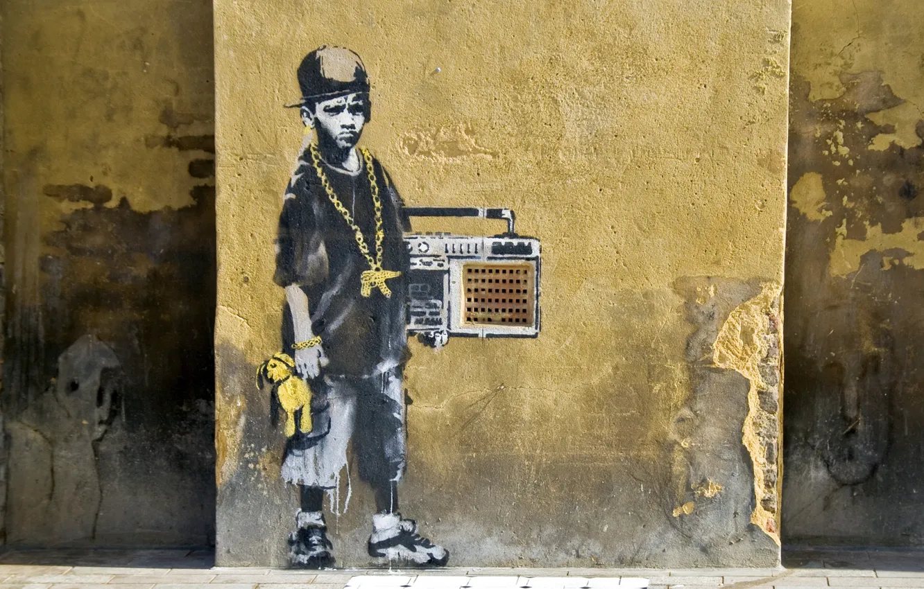 Photo wallpaper graffiti, Banksy, street painting
