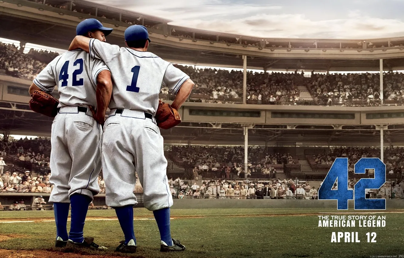 Photo wallpaper baseball, stadium, Chadwick Boseman, Jackie Robinson, Chadwick Bosman, lucas black, Lucas black