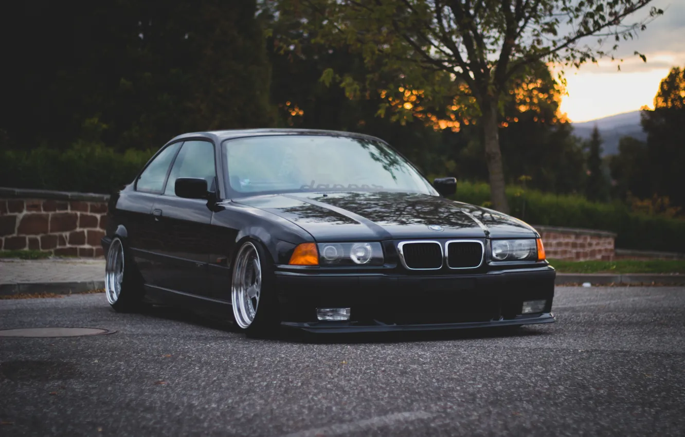 Photo wallpaper Road, BMW, BMW, oldschool, 3 series, E36, Stance