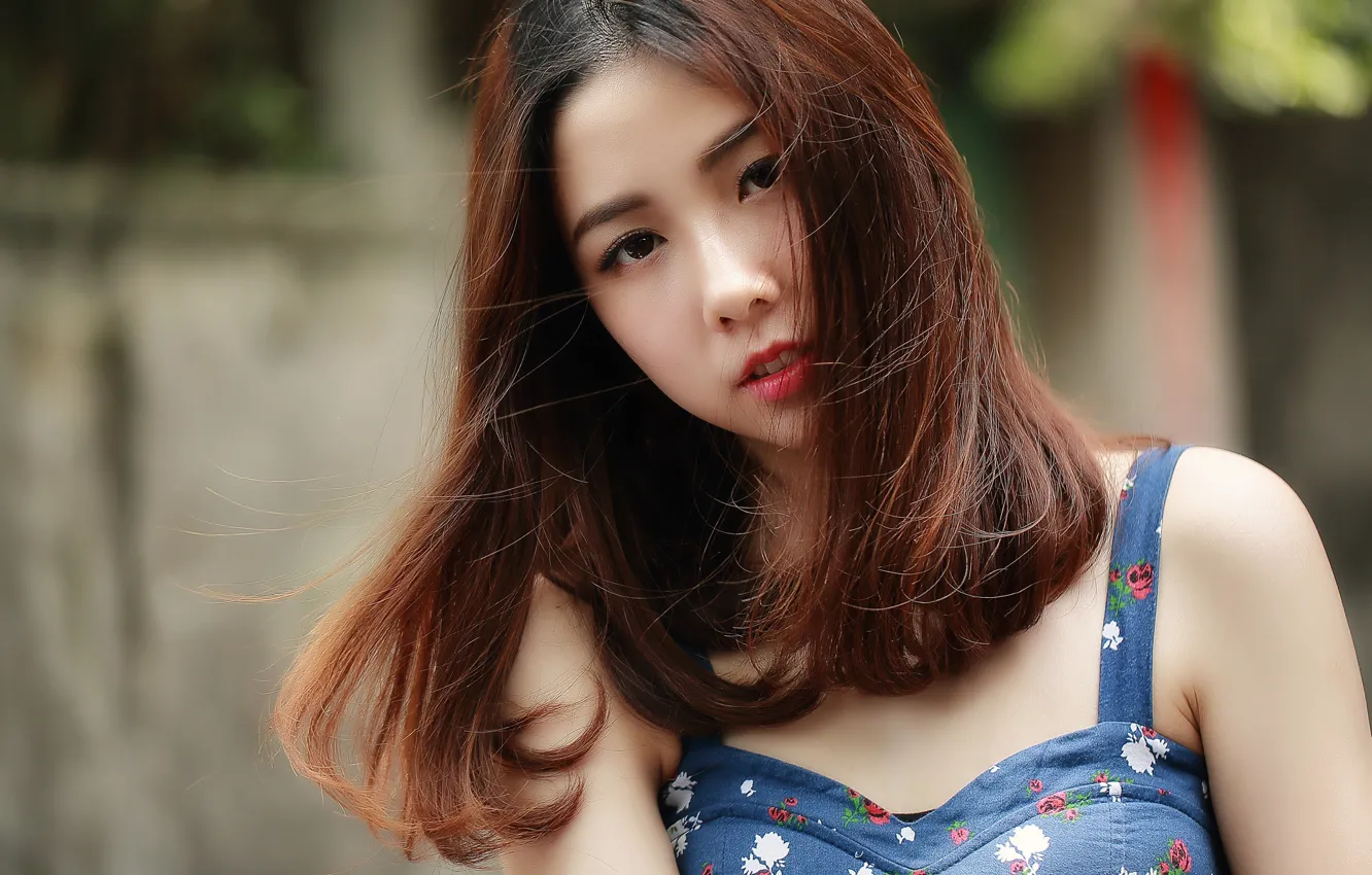 Photo wallpaper girl, hair, portrait, Asian, bokeh, Brode十三