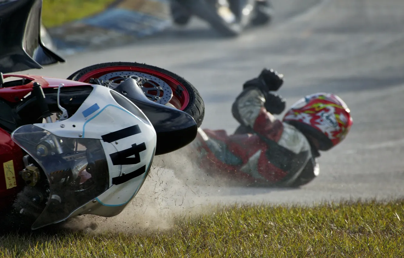 Photo wallpaper drop, motorcycle, racer, Going Down