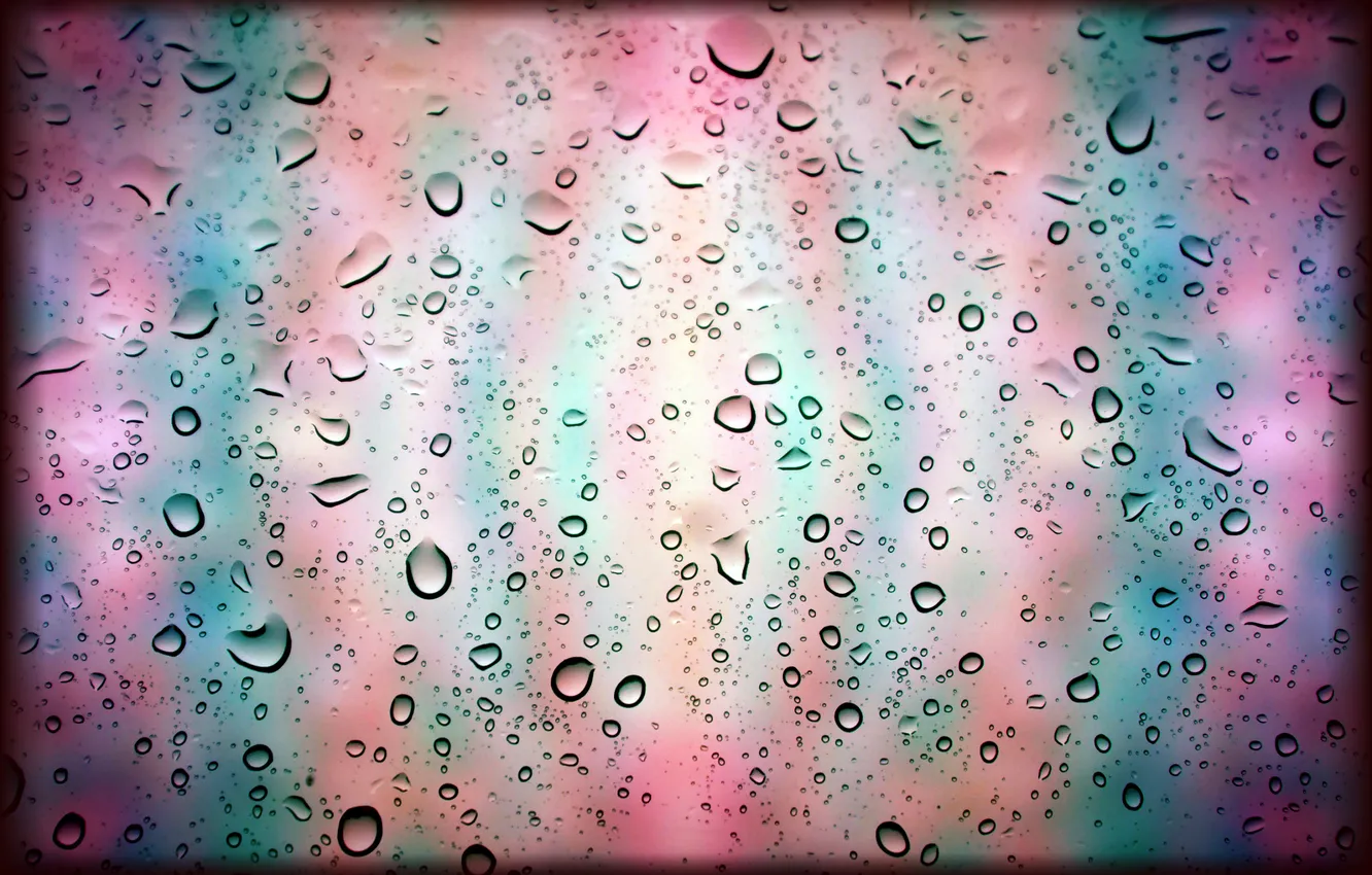 Photo wallpaper drops, color, stained glass