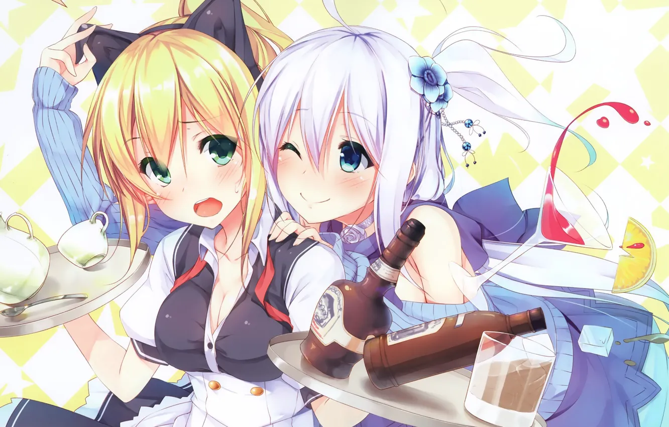 Photo wallpaper car, kawaii, girl, ice, nothing, anime, pretty, drink