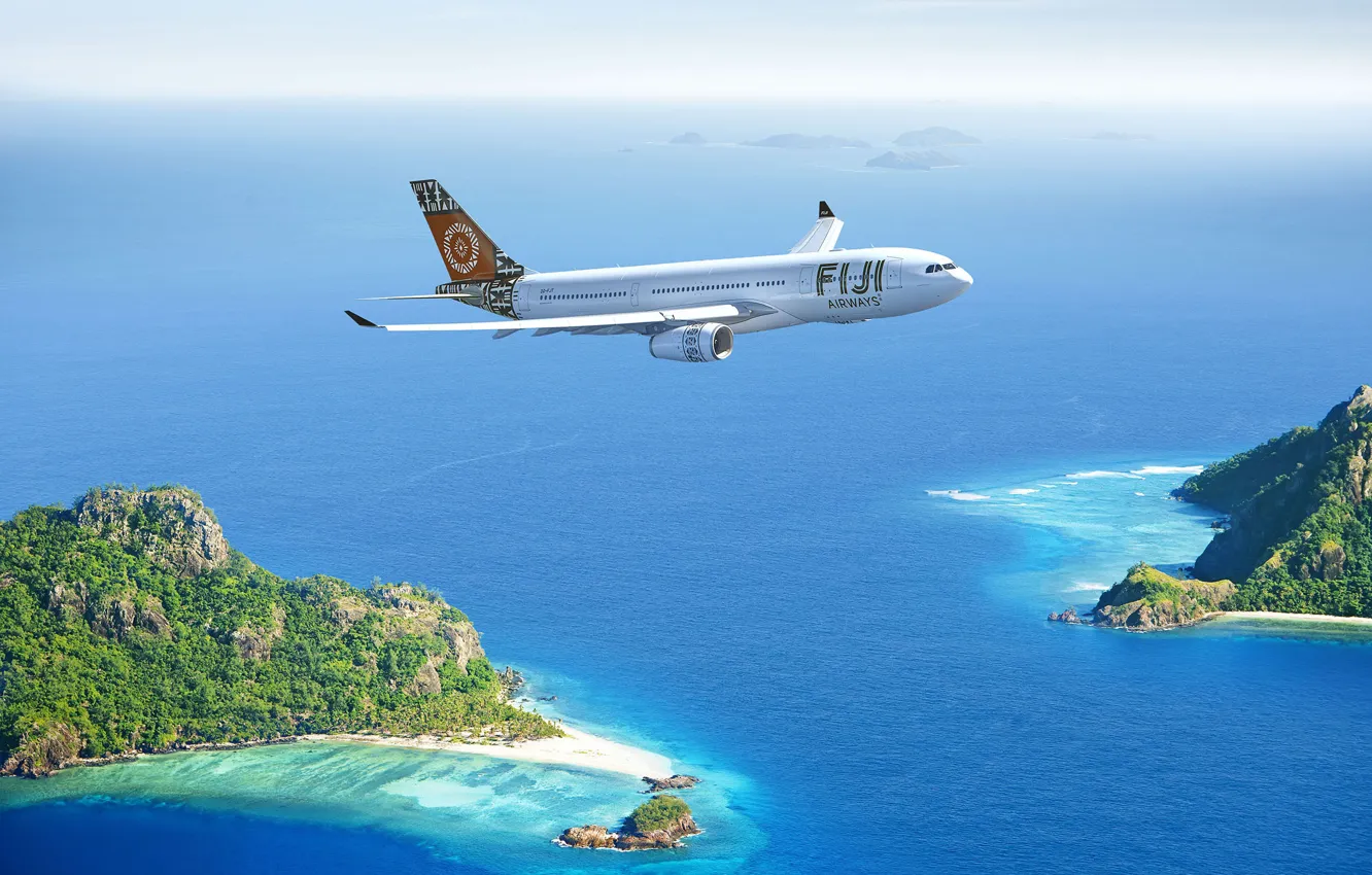 Photo wallpaper flight, the ocean, the plane