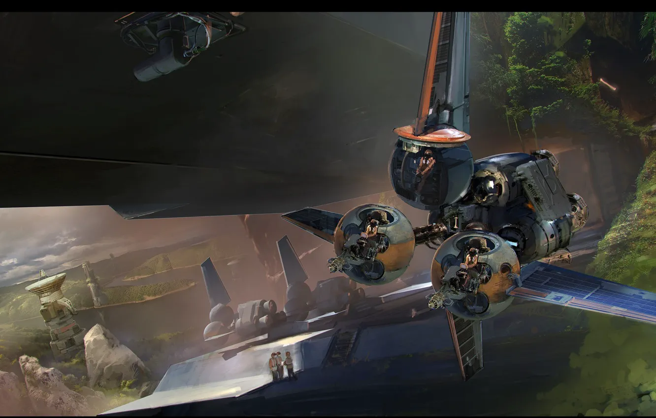 Photo wallpaper aircraft, The Moment Rebel Base Fighters, people