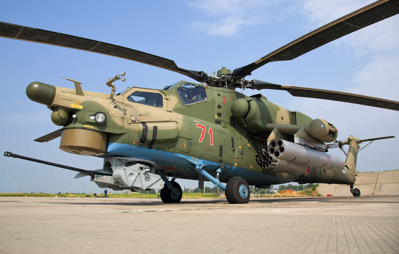 Photo wallpaper helicopter, the airfield, blades