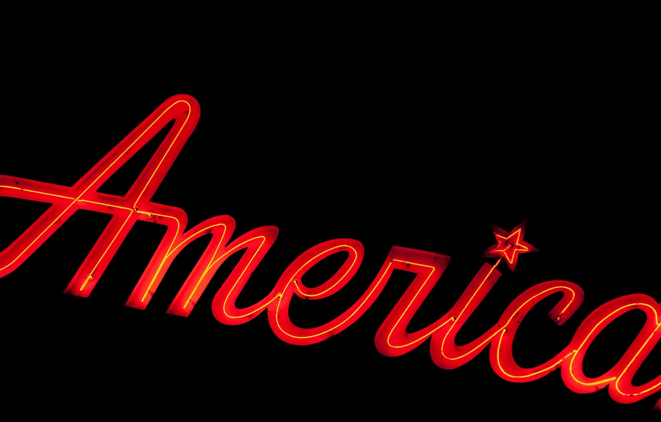 Photo wallpaper text, lights, neon, America