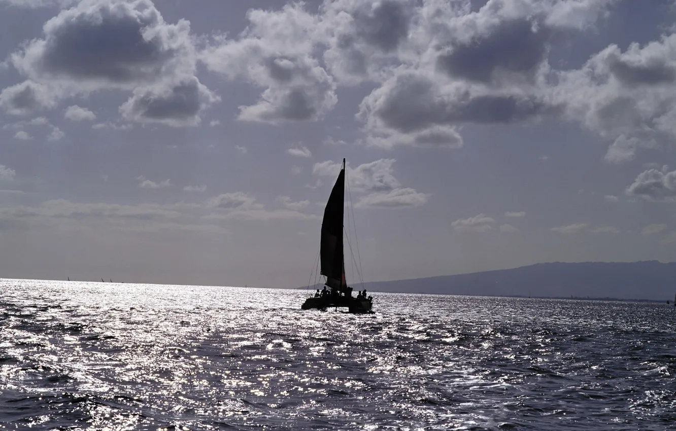 Photo wallpaper sea, the ocean, boat, ship, sailboat