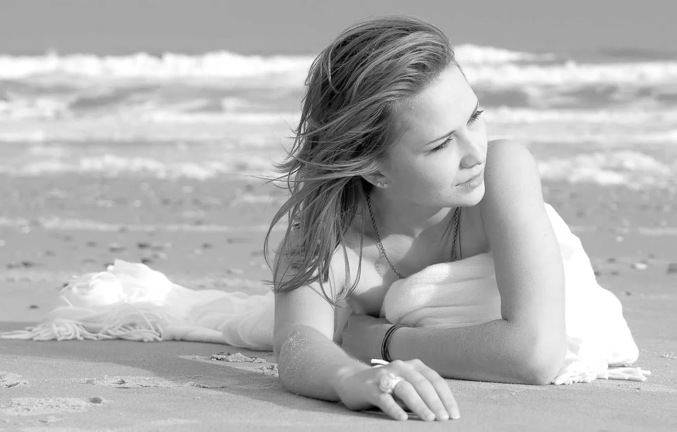 Photo wallpaper sea, beach, photo, grey