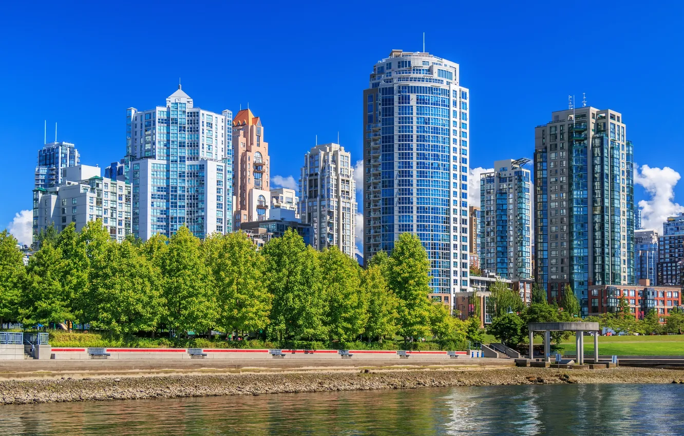 Photo wallpaper city, coast, Columbia, Canadian, cityscape, condominium