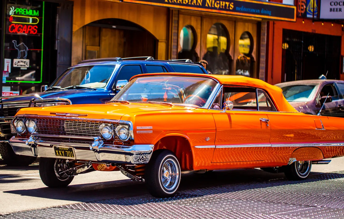 Photo wallpaper style, street, Chevrolet, convertible, classic