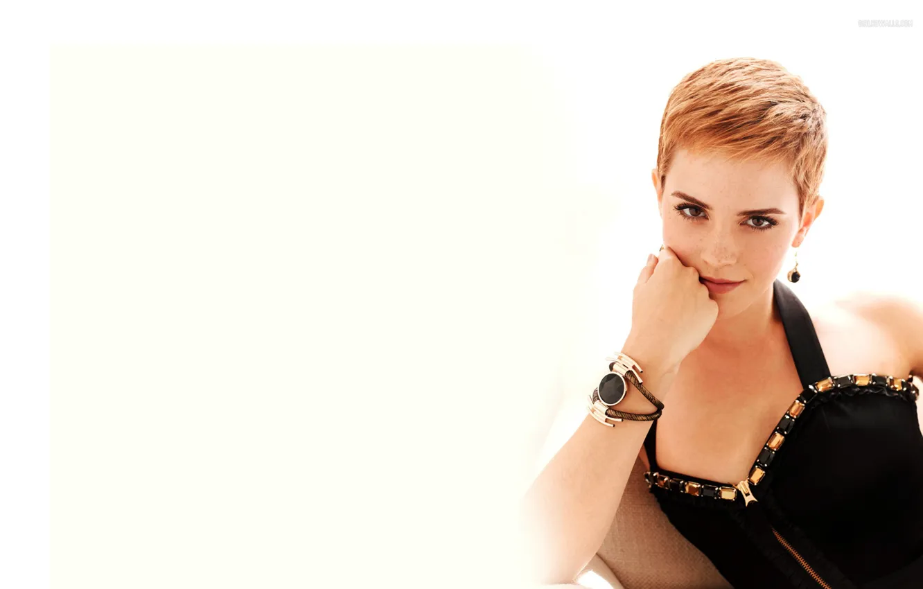 Photo wallpaper smile, actress, Emma Watson, celebrity, short hair