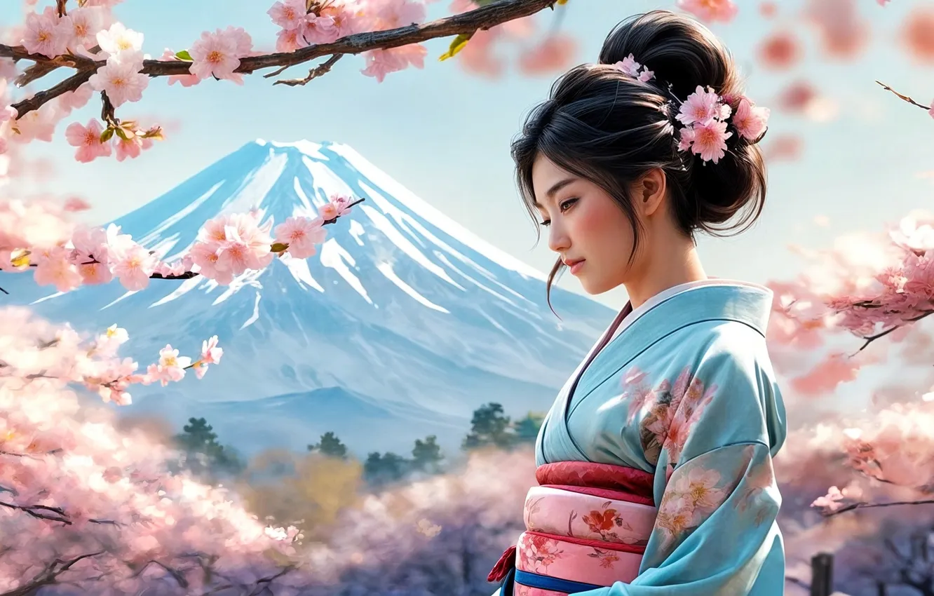 Photo wallpaper girls, japanese, neural network