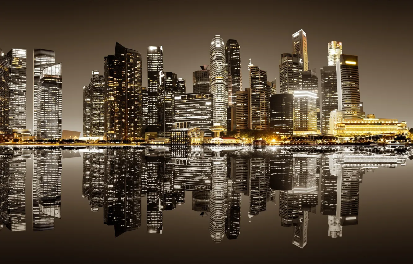 Photo wallpaper night, the city, New York, skyscrapers, Manhattan