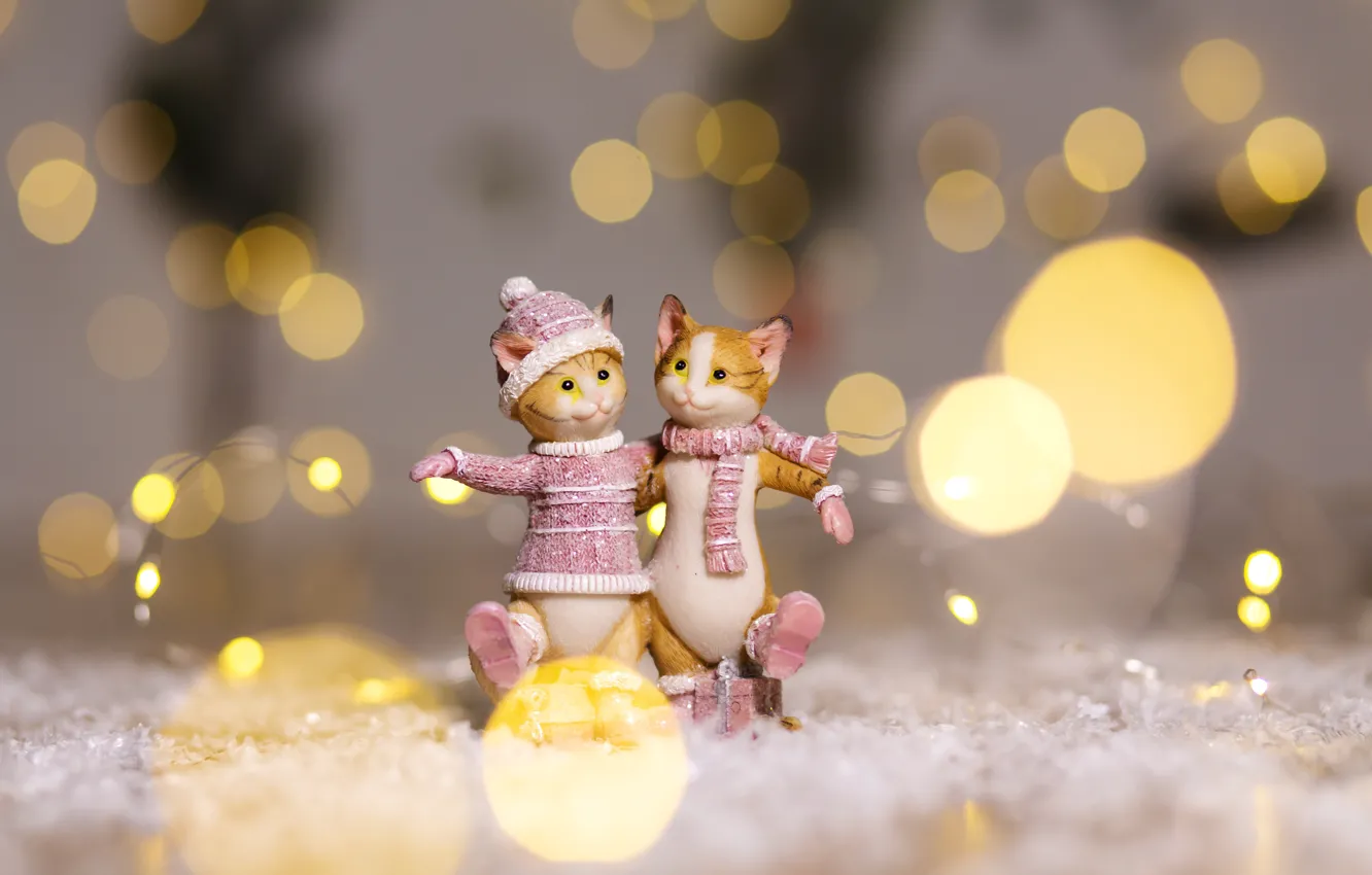 Photo wallpaper background, cats, Christmas, figures, Kukota Ekaterina