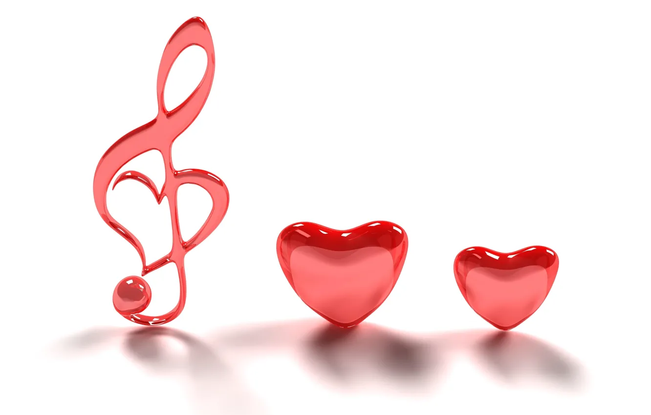 Photo wallpaper love, music, Wallpaper, romance, minimalism, hearts, pink, treble clef