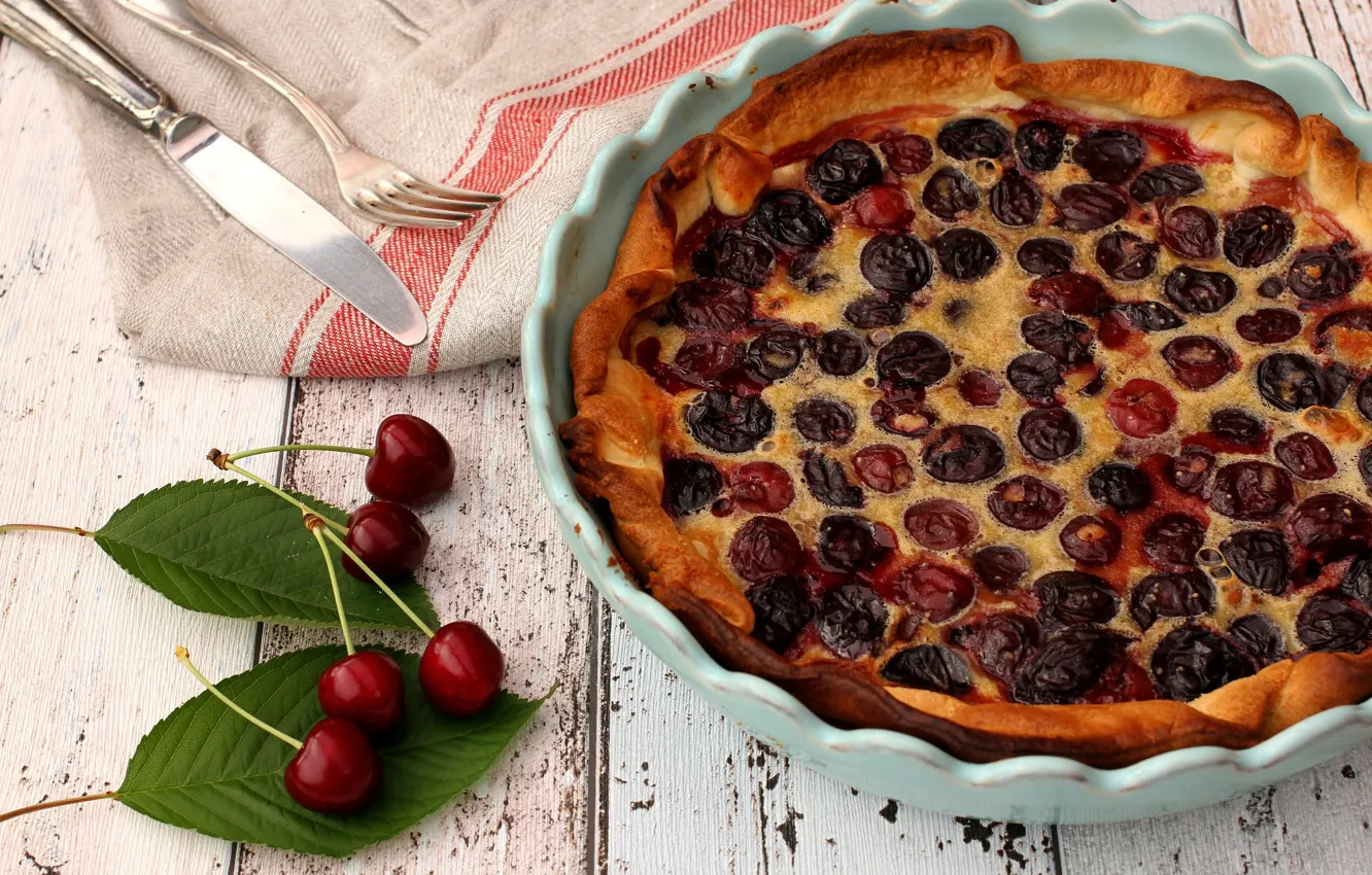 Photo wallpaper cherry, pie, cherry, dessert