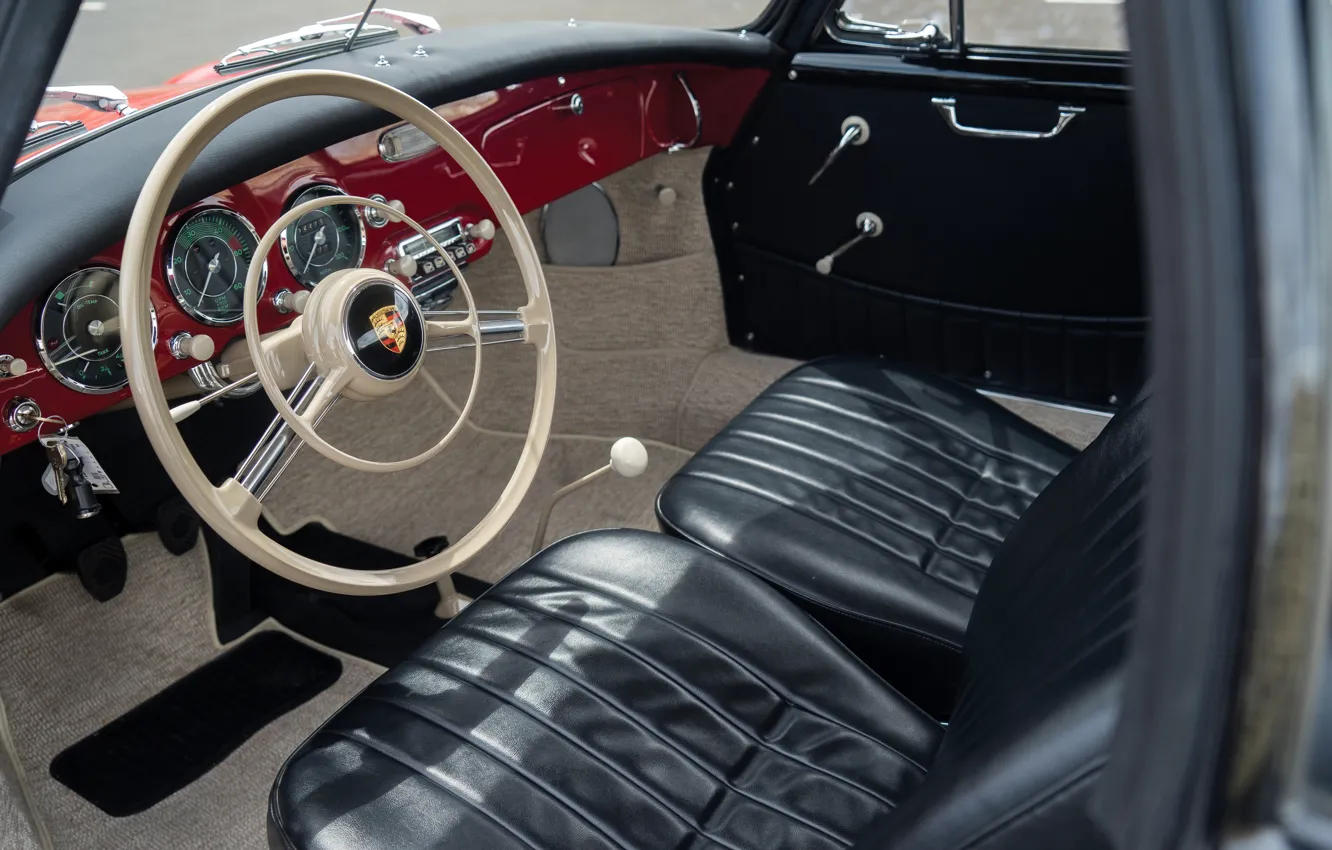 Photo wallpaper Porsche, 356, 1958, car interior, Porsche 356A 1600 Cabriolet