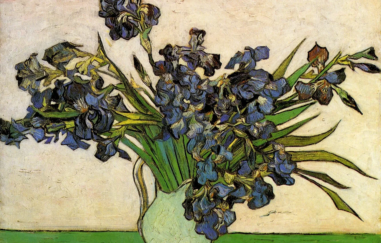 Photo wallpaper flowers, vase, still life, Vincent van Gogh, Vase with Irises