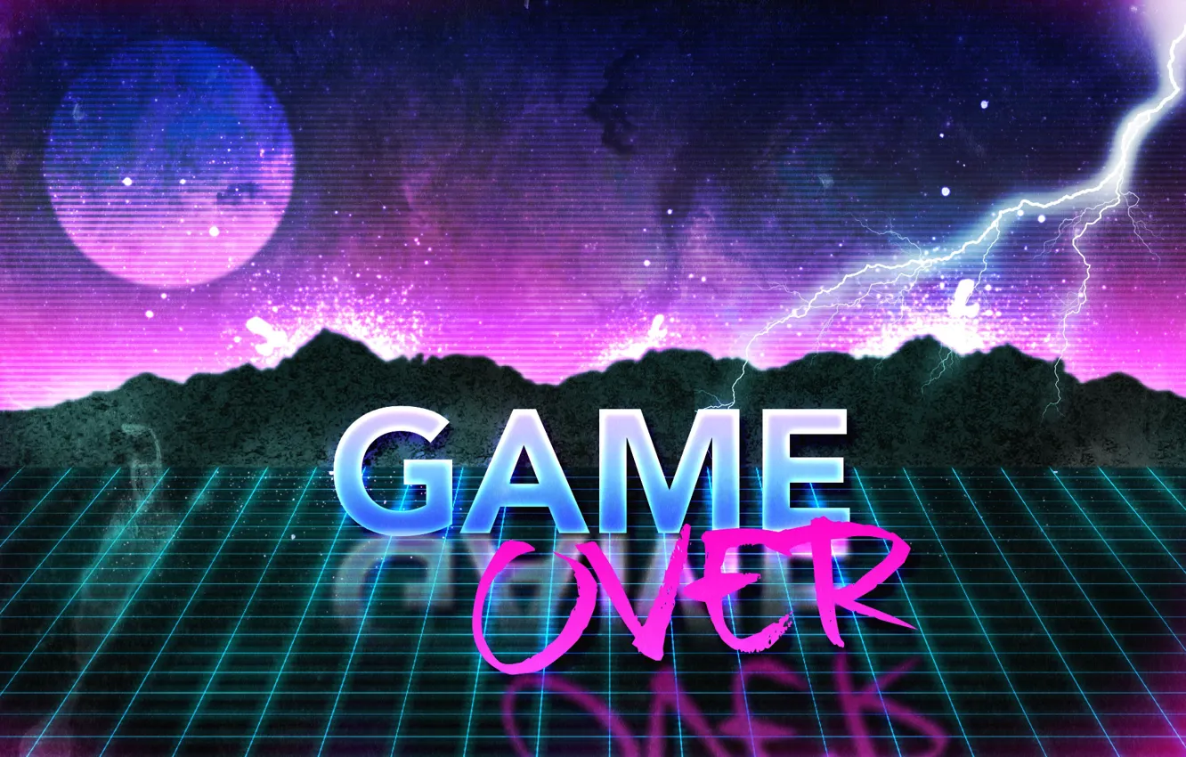Photo wallpaper Music, Background, Zipper, 80s, Game Over, VHS, 80's, Synth