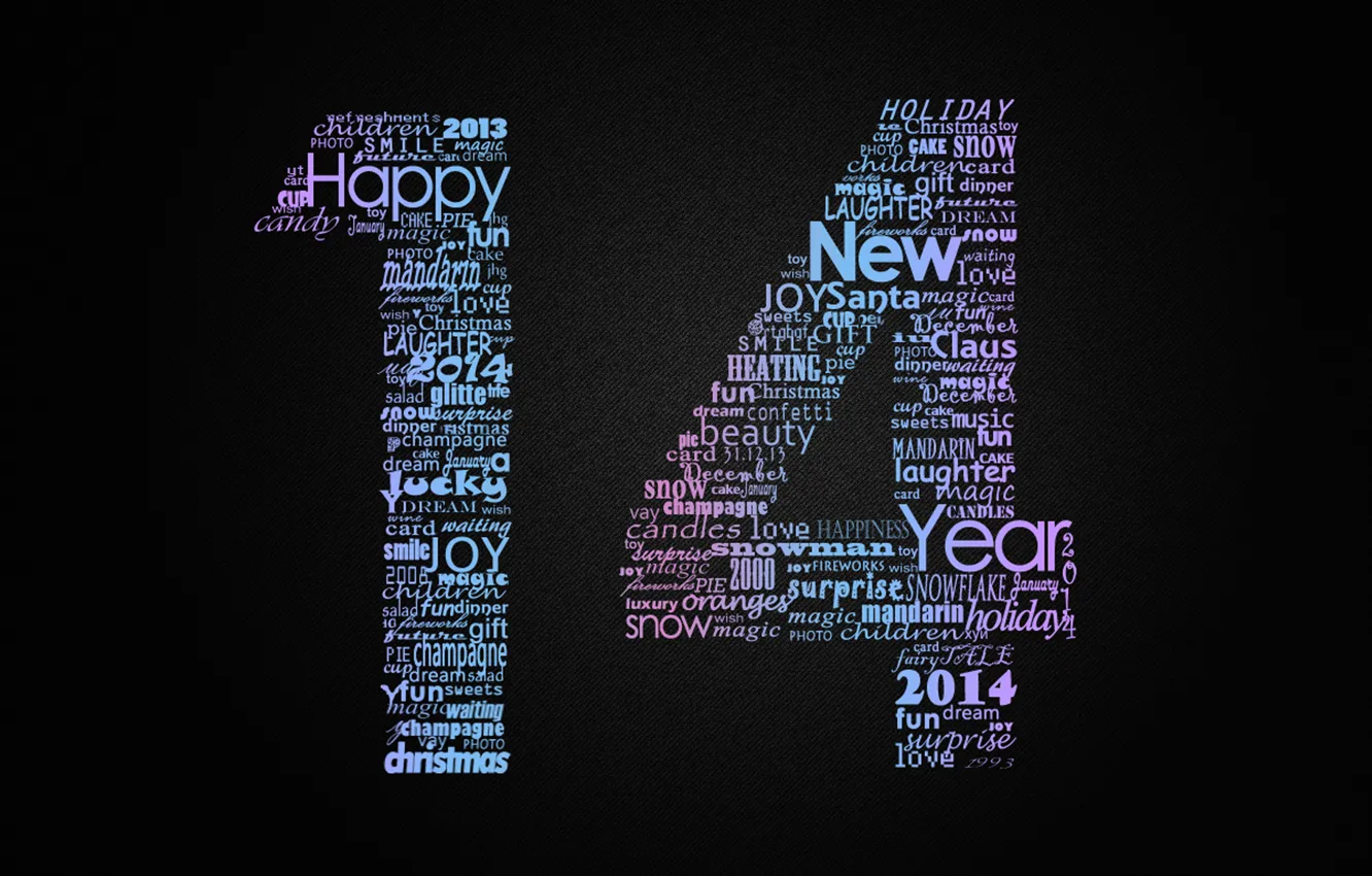 Photo wallpaper new year, typography, words, 2014
