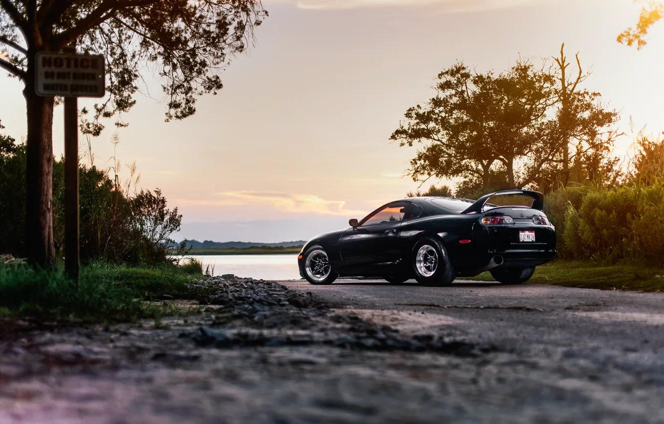 Photo wallpaper car, auto, black, Toyota, supra, toyota supra