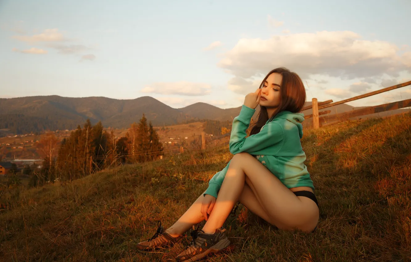 Photo wallpaper girl, nature, pose, Vjacheslav Krivonos