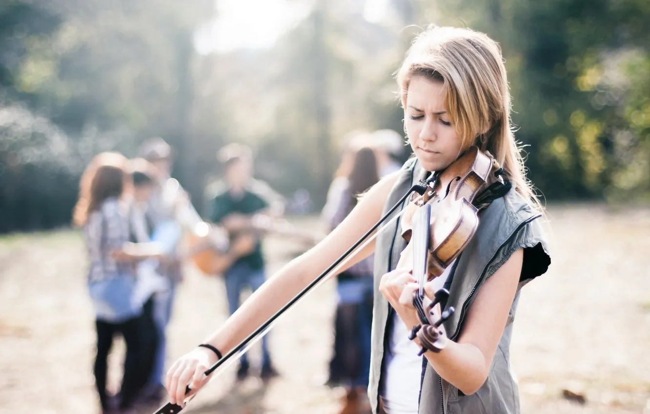 Photo wallpaper girl, violin, people