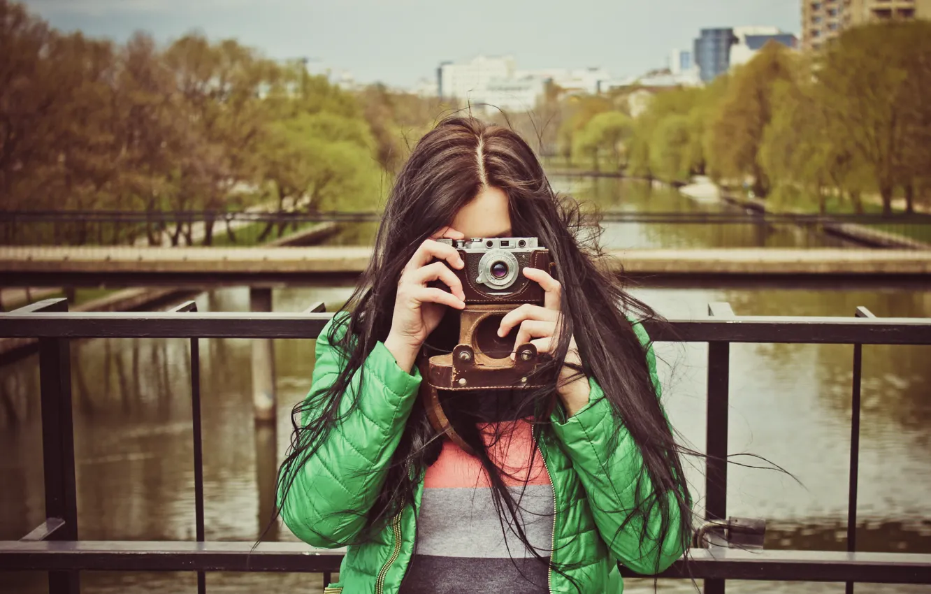 Photo wallpaper USSR, Leica, FED, Girl with a camera