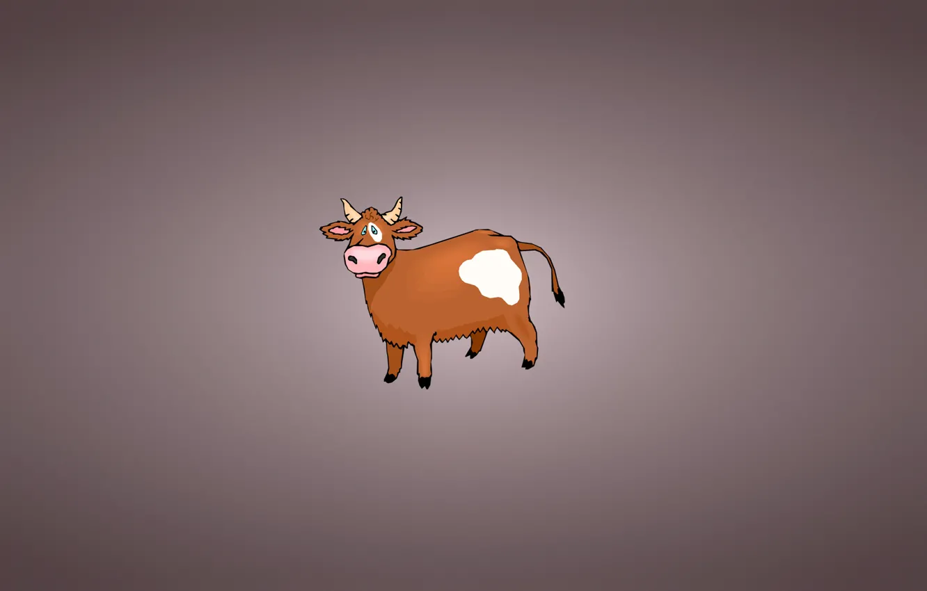 Photo wallpaper cow, minimalism, tail, horns, spot, cow, Bessie
