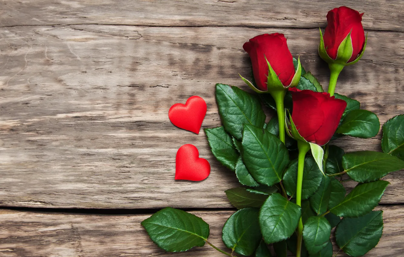 Photo wallpaper love, red, roses, hearts, red, love, romantic, hearts