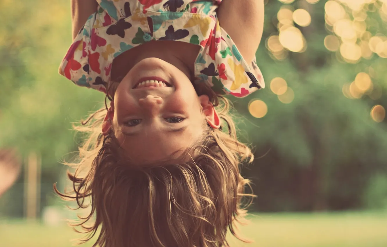 Photo wallpaper joy, happiness, children, background, mood, hair, positive, teeth