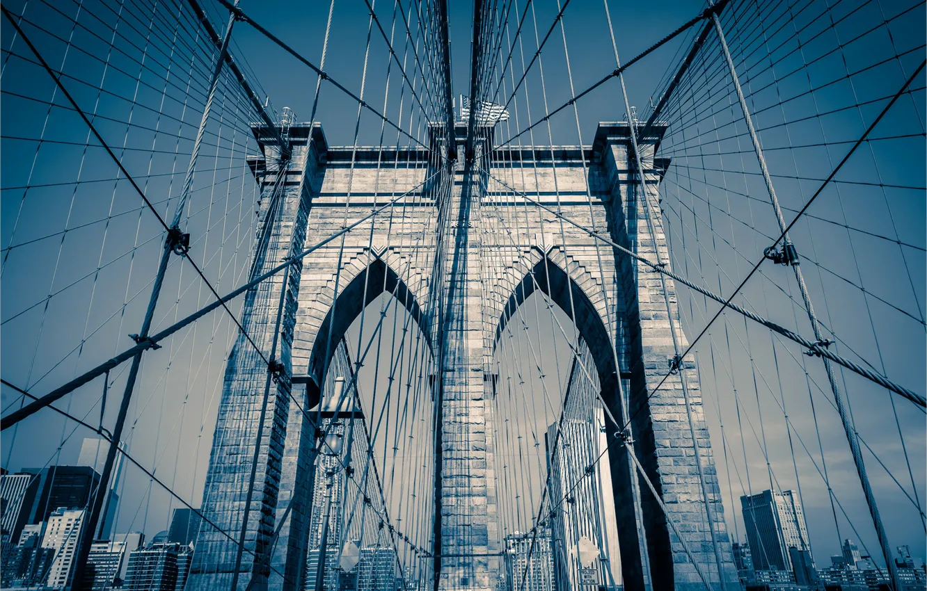 Photo wallpaper New York, support, USA, Brooklyn bridge