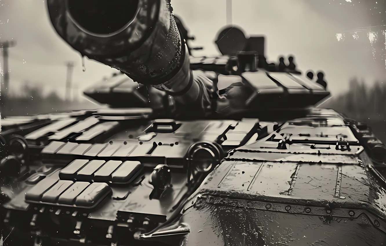 Photo wallpaper retro, the barrel, tank, trunk, black and white, closeup, digital art, AI art