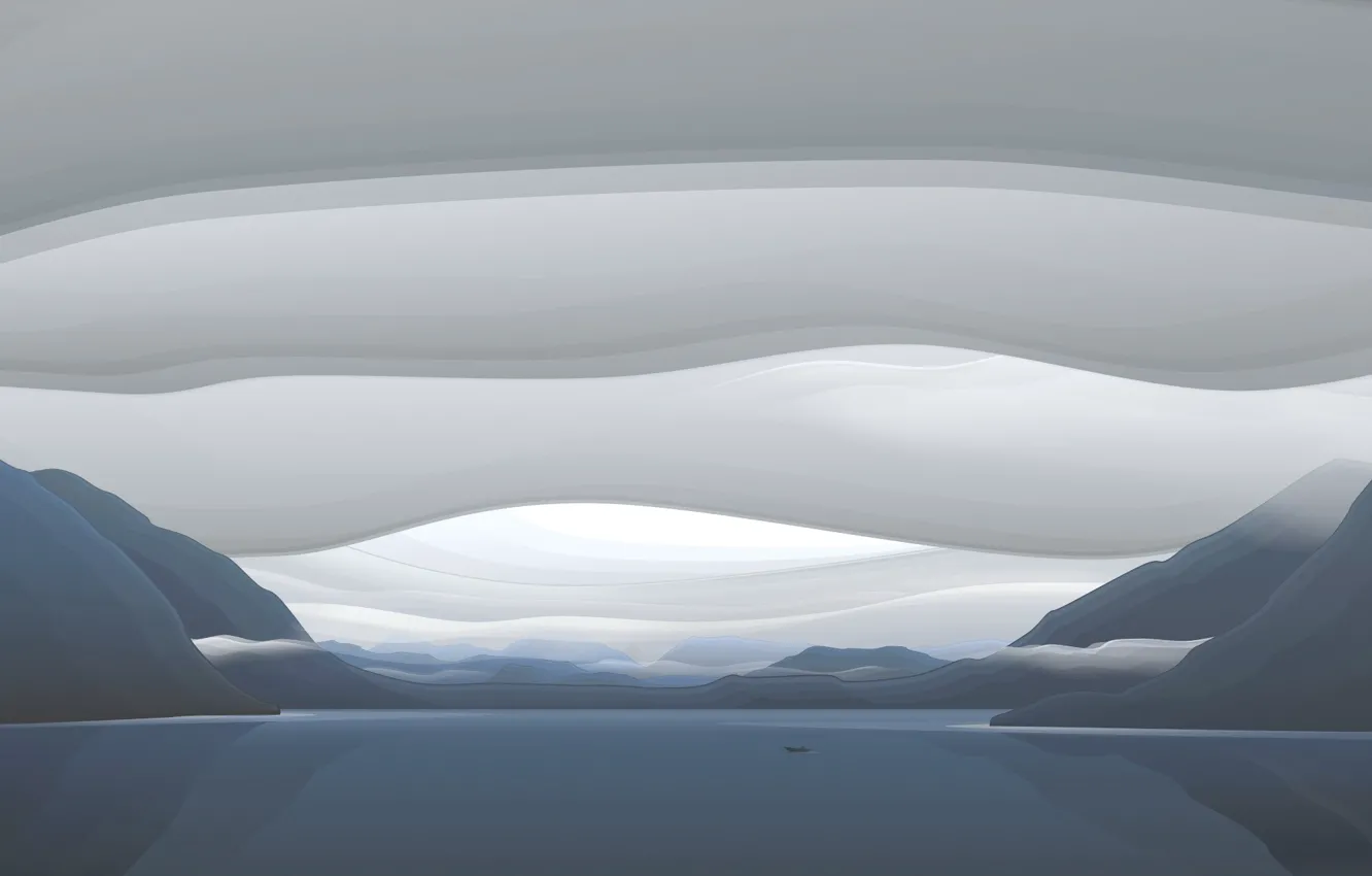 Photo wallpaper clouds, vector, Bay