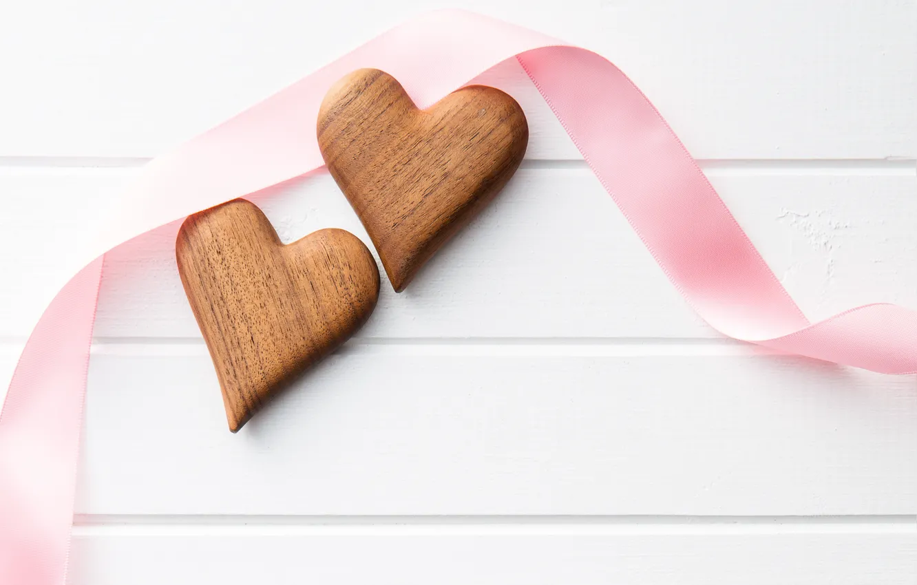 Photo wallpaper tape, hearts, love, wood, romantic, hearts, wooden, valentine's day