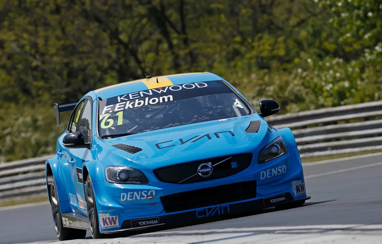 Photo wallpaper Volvo, Volvo, The front, S60, WTCC, Polestar, Cyan, I ekblo