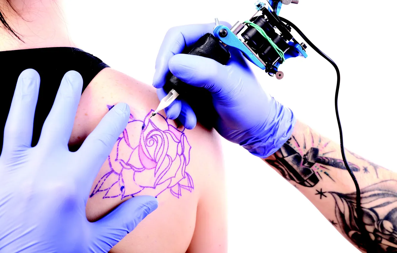 Photo wallpaper design, tattoo, gloves, skin