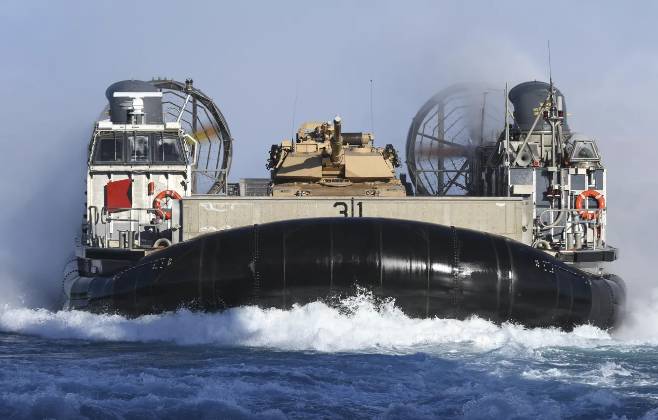 Photo wallpaper tank, hovercraft, landing ship, LCAC