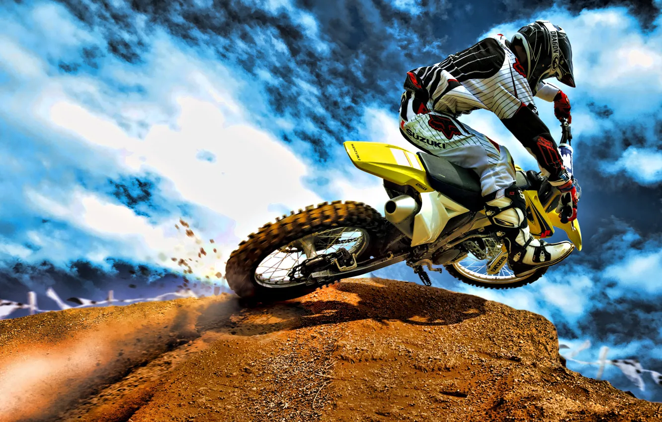 Photo wallpaper speed, shoes, dirt, motorcycle, helmet, motocross, extreme