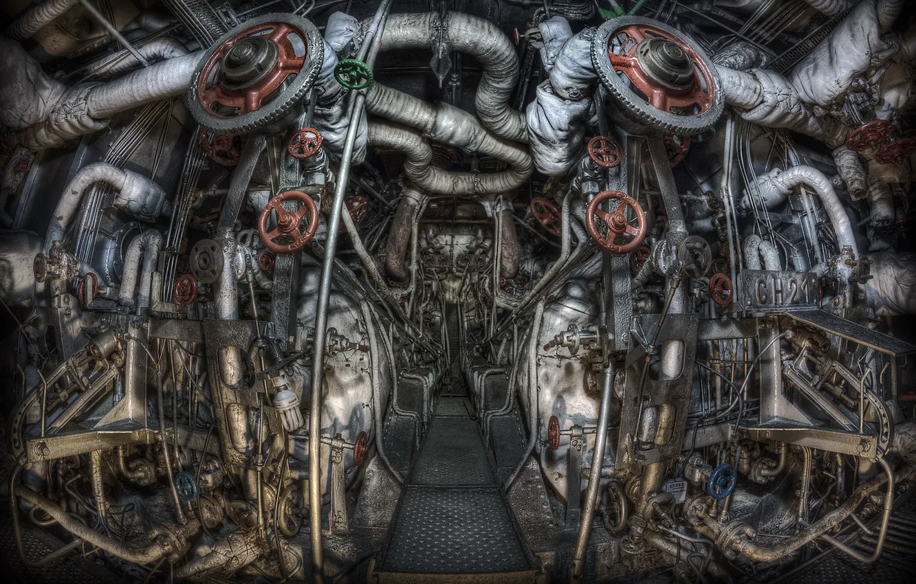 Photo wallpaper background, engine, submarine