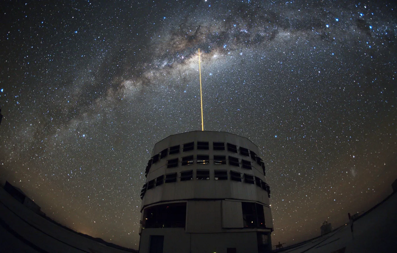 Photo wallpaper Stars, Telescope, The Milky Way, Laser