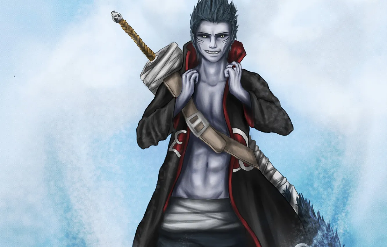 Photo wallpaper look, smile, weapons, guy, Naruto, Naruto, art, hoshigaki kisame