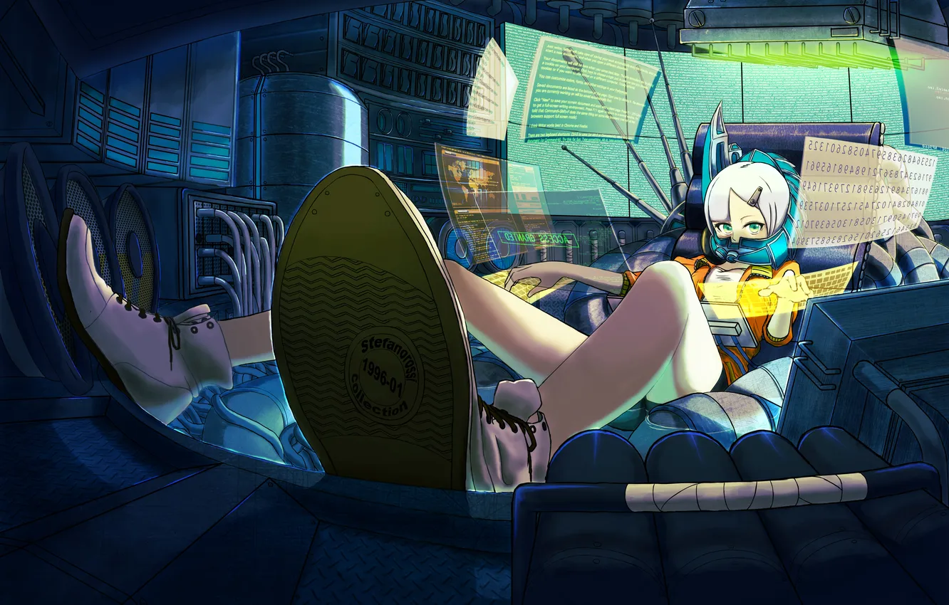 Photo wallpaper look, girl, pose, surprise, technology, gesture, art, samidare