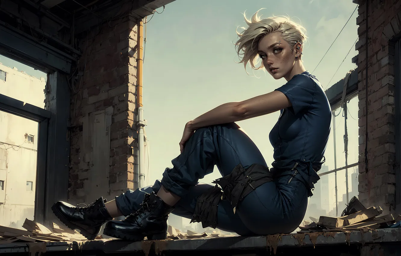 Photo wallpaper girl, soldiers, blonde