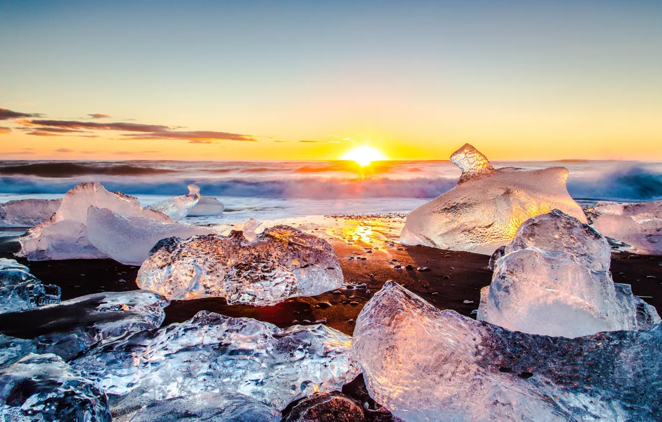 Photo wallpaper ice, the sun, melting